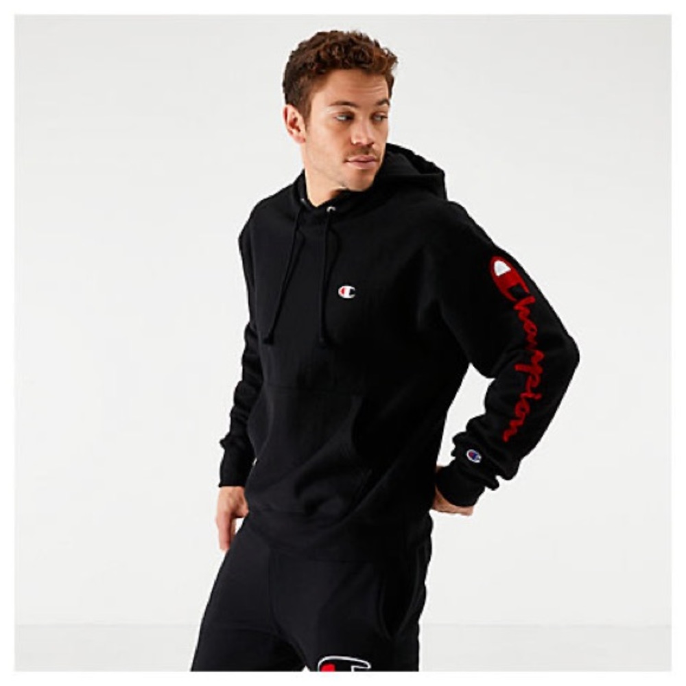 Champion Reverse Weave Arm Script Hoodie - Picture 2 of 3